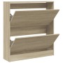 Zapatero de madera de ingeniería roble Sonoma 80x21x87,5 cm de , Zapateros y organizadores de calzado - Ref: Foro24-839919, P...