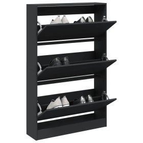 Black engineered wood shoe rack 80x21x125.5 cm by , Shoe racks and shoe organizers - Ref: Foro24-839925, Price: 133,56 €, Dis...