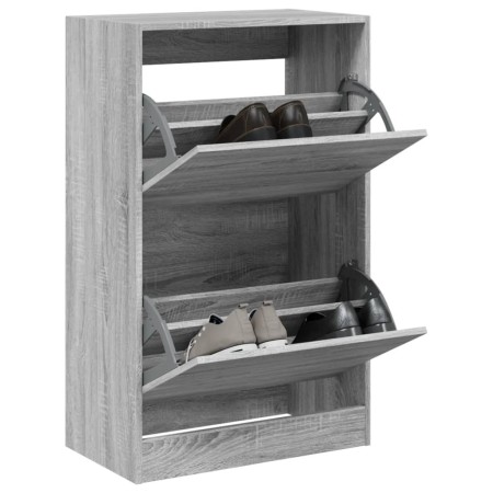 Schuhregal aus technischem Holz in Sonoma-Grau, 60 x 34 x 96,5 cm von , Schuhregale und Schuhorganisatoren - Ref: Foro24-8399...