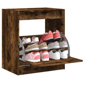 Smoked oak engineered wood shoe rack 60x42x69 cm by , Shoe racks and shoe organizers - Ref: Foro24-839984, Price: 57,99 €, Di...