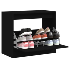 Black engineered wood shoe rack 80x42x69 cm by , Shoe racks and shoe organizers - Ref: Foro24-840002, Price: 64,99 €, Discoun...