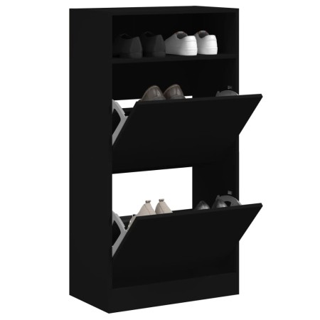 Zapatero de madera de ingeniería negro 60x34x116 cm de , Zapateros y organizadores de calzado - Ref: Foro24-840016, Precio: 9...