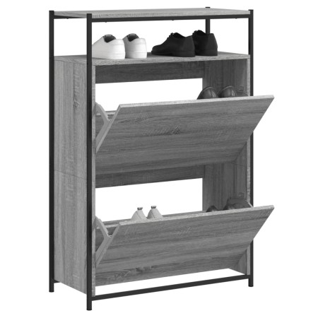 Zapatero de madera de ingeniería gris Sonoma 75x34x112 cm de , Zapateros y organizadores de calzado - Ref: Foro24-840037, Pre...