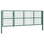 Garden fence gate with green steel posts 350x120 cm by , garden gates - Ref: Foro24-142570, Price: 503,07 €, Discount: %