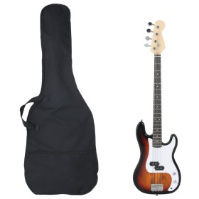 Beginner Electric Bass and Case Brown White 4/4 46" by , Guitars - Ref: Foro24-70184, Price: 145,99 €, Discount: %