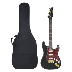 Beginners electric guitar with case black gold 4/4 39" by , Guitars - Ref: Foro24-70194, Price: 141,99 €, Discount: %