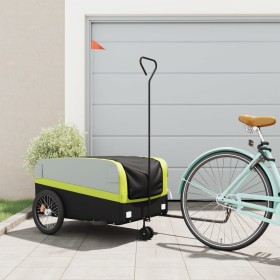 Black and green iron bicycle trailer 45 kg by , Bicycle trailers - Ref: Foro24-94067, Price: 84,99 €, Discount: %