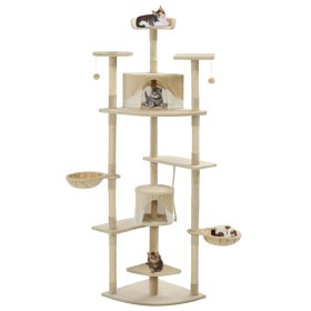 Cat scratcher with 203 cm beige and white sisal post by , Cat furniture - Ref: Foro24-170527, Price: 122,31 €, Discount: %