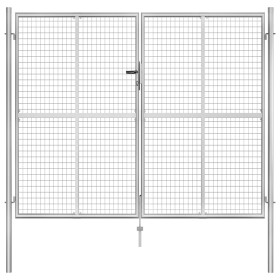 Silver galvanized steel garden gate 306x250 cm by vidaXL, garden gates - Ref: Foro24-144766, Price: 715,99 €, Discount: %