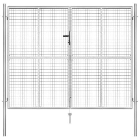 Puerta de jardín de acero galvanizado plateado 306x250 cm de vidaXL, Puertas de jardín - Ref: Foro24-144766, Precio: 715,18 €...