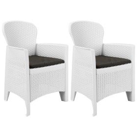 Garden chairs with cushions 2 pcs white rattan look plastic by vidaXL, Garden chairs - Ref: Foro24-45598, Price: 197,99 €, Di...