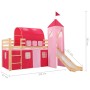 High bed for children with slide and pine wood ladder 208x230 cm by vidaXL, Cribs and beds for children - Ref: Foro24-282712,...