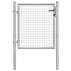 Puerta de jardín acero galvanizado plateado 105x125 cm de vidaXL, Puertas de jardín - Ref: Foro24-144755, Precio: 139,99 €, D...