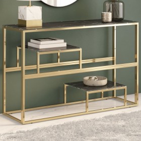 Stainless steel and tempered glass console table in gold. by , console tables - Ref: Foro24-350004, Price: 221,47 €, Discount: %