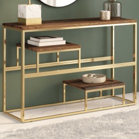 Console table made of golden stainless steel and solid wood by , console tables - Ref: Foro24-350006, Price: 161,99 €, Discou...