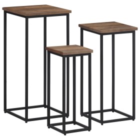 Soportes para plantas 3 unidades madera maciza de teca de , Soportes para macetas - Ref: Foro24-358537, Precio: 156,99 €, Des...