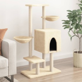 Rascador para gatos con postes de sisal color crema 117 cm de , Mobiliario para gatos - Ref: Foro24-172118, Precio: 48,63 €, ...