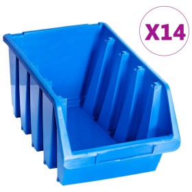 Stackable storage containers 14 units blue plastic by , Toolboxes - Ref: Foro24-146286, Price: 56,99 €, Discount: %