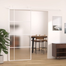 ESG white glass and aluminum sliding door 90x205 cm by , Doors for the home - Ref: Foro24-151685, Price: 177,68 €, Discount: %