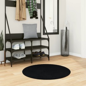 HUARTE washable soft short pile rug black Ø 80 cm by , Rugs - Ref: Foro24-375122, Price: 23,99 €, Discount: %