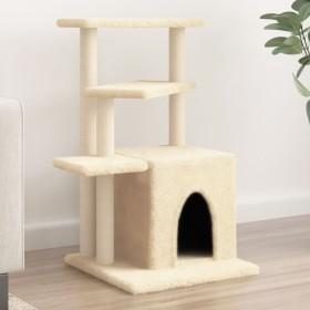 Rascador para gatos con postes de sisal color crema 83,5 cm de , Mobiliario para gatos - Ref: Foro24-172121, Precio: 39,13 €,...