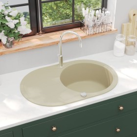 Granite kitchen sink with a beige oval bowl by vidaXL, Sinks - Ref: Foro24-144866, Price: 192,77 €, Discount: %