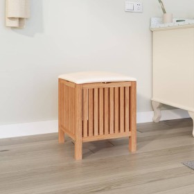 Solid walnut wood bathroom stool 40.5x40x52 cm by , Laundry baskets - Ref: Foro24-350351, Price: 62,44 €, Discount: %