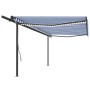 Automatic awning with LED wind sensor blue and white 5x3 m by vidaXL, Awnings - Ref: Foro24-3070191, Price: 739,99 €, Discoun...