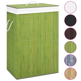 Green Single Section Bamboo Laundry Basket by , Laundry baskets - Ref: Foro24-320753, Price: 31,99 €, Discount: %