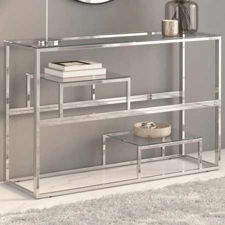 Console table silver stainless steel and tempered glass by , console tables - Ref: Foro24-350001, Price: 227,99 €, Discount: %