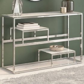 Console table silver stainless steel and tempered glass by , console tables - Ref: Foro24-350003, Price: 202,95 €, Discount: %