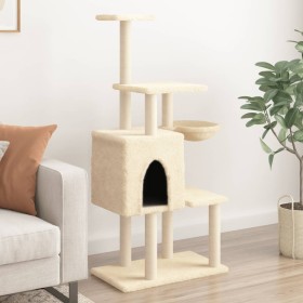 Cat scratching post with cream sisal posts 131 cm by , Cat furniture - Ref: Foro24-172127, Price: 48,99 €, Discount: %