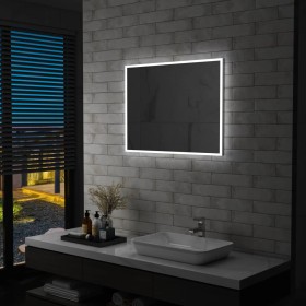 Espejo de pared de baño con LED 80x60 cm de vidaXL, Espejos - Ref: Foro24-144727, Precio: 79,99 €, Descuento: %