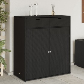 PE black rattan garden storage cabinet 105x55x113 cm by , Outdoor storage boxes - Ref: Foro24-365563, Price: 211,99 €, Discou...