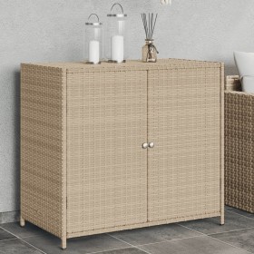 Beige PE rattan garden storage cabinet 83x45x76 cm by , Outdoor storage boxes - Ref: Foro24-365546, Price: 140,83 €, Discount: %