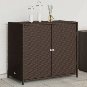 Brown PE rattan garden storage cabinet 83x45x76 cm by , Outdoor storage boxes - Ref: Foro24-365544, Price: 182,99 €, Discount: %