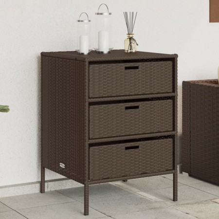 Brauner Gartenschrank aus PE-Rattan, 55 x 59 x 80 cm von , Aufbewahrungsboxen für den Außenbereich - Ref: Foro24-365552, Prei...