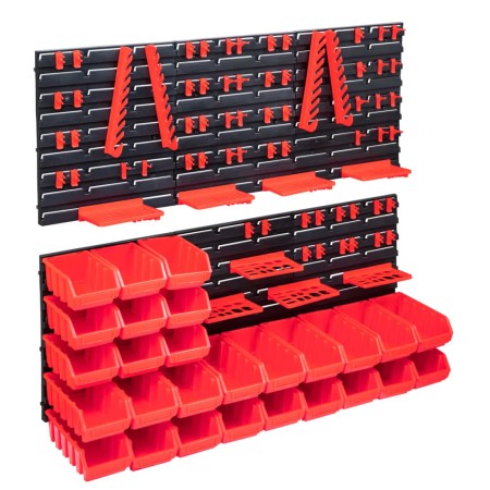 Storage box kit 103 pcs red/black wall panels by , Tool cabinets - Ref: Foro24-150813, Price: 67,19 €, Discount: %