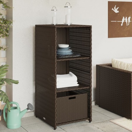 Brown PE rattan garden storage cabinet 50x55x115 cm by , Outdoor storage boxes - Ref: Foro24-365548, Price: 111,99 €, Discoun...