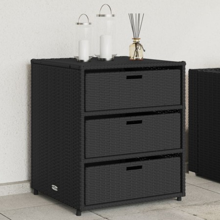 Schwarzer Gartenschrank aus PE-Rattan, 55 x 59 x 69 cm von , Aufbewahrungsboxen für den Außenbereich - Ref: Foro24-365555, Pr...