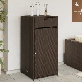 Brown PE rattan garden storage cabinet 55x55x111 cm by , Outdoor storage boxes - Ref: Foro24-365560, Price: 130,24 €, Discoun...