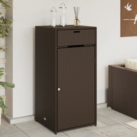 Brown PE rattan garden storage cabinet 55x55x111 cm by , Outdoor storage boxes - Ref: Foro24-365560, Price: 130,99 €, Discoun...