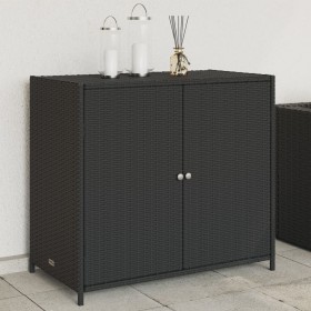 Black PE rattan garden storage cabinet 83x45x76 cm by , Outdoor storage boxes - Ref: Foro24-365543, Price: 136,99 €, Discount: %