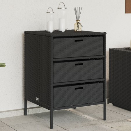 Black PE rattan garden storage cabinet 55x59x80 cm by , Outdoor storage boxes - Ref: Foro24-365551, Price: 151,99 €, Discount: %