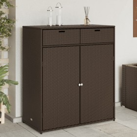 Brown PE rattan garden storage cabinet 105x55x113 cm by , Outdoor storage boxes - Ref: Foro24-365564, Price: 220,20 €, Discou...