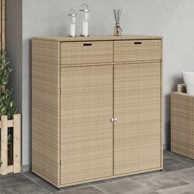 Beige PE rattan garden storage cabinet 105x55x113 cm by , Outdoor storage boxes - Ref: Foro24-365566, Price: 219,49 €, Discou...