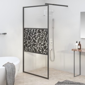 Frosted glass shower screen with black stone design 115x195 cm by , Shower walls and screens - Ref: Foro24-151883, Price: 208...