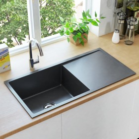 Handmade kitchen sink black stainless steel by , Sinks - Ref: Foro24-145086, Price: 198,61 €, Discount: %