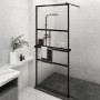 Shower screen with ESG glass shelf and black aluminum 100x195cm by , Shower walls and screens - Ref: Foro24-3185471, Price: 2...