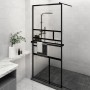 Shower screen with ESG glass and black aluminum shelf 90x195 cm by , Shower walls and screens - Ref: Foro24-3185461, Price: 2...